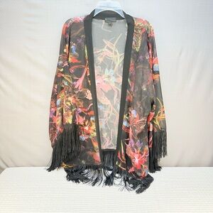 Buffalo David Bitton Multicolor Floral Wrap with Fringe Size xl